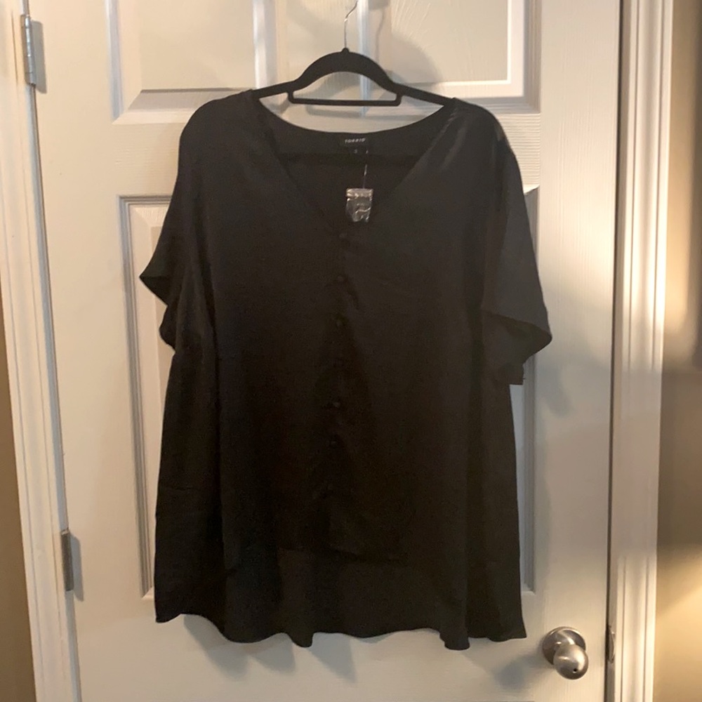 Torrid black faux button blouse